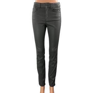 Massimo Dutti Women's Black Coated High Rise Slim Skinny Denim Jeans Size 4